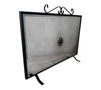 Briconess.com Parascintille rettangolare 60x50 cm in ferro battuto verniciato nero con decorazioni