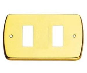Briconess.com Placca mostrina mascherina per interruttori luce in ottone lucido - 2 posti