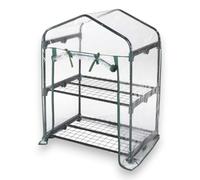 Briconess.com Serra piccola da balcone 2 ripiani 70x50x90 cm in acciaio e telo in pvc anti UV