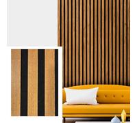 Briconess.com Set 4 pannelli fonoassorbenti decorativi in mdf per uso interno, Effetto Legno, Pannelli Murali, Design Moderno 60xH275 cm (Teak)