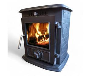 Briconess.com Stufa in ghisa riscaldamento a legna 5,1Kw con laterali decorati