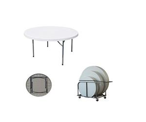 Briconess.com Tavolo Tondo Pieghevole in Acciaio e plastica Ø150xH74 cm