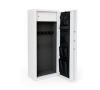 BRICOZONE Armadio Portafucili Blindato In Acciaio Con Serratura Di Sicurezza Chiusura Multipunto Vano Munizioni Antigraffio Certificato Custodia Armi Domestica Professionale Bianco Frassinato(7 Posti)