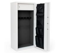 BRICOZONE Armadio Portafucili Blindato In Acciaio Per Fucili Con Serratura Di Sicurezza Chiusura Multipunto Vano Munizioni Antigraffio Custodia Armi Domestica Professionale Bianco Frassino(10 Posti)