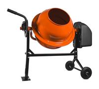 BRICOZONE Betoniera Elettrica 140 Litri 550 Watt Miscelatore per Cemento con 2 Ruote Certificazione CE Telaio in Acciaio per Malta e Calcestruzzo Arancione Velocità di 30 Giri al Minuto (140 Litri)