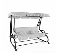 BRICOZONE Dondolo Reclinabile 3 Posti Con Cuscini Imbottiti Parasole Tettuccio Regolabile Diventa Letto Struttura Acciaio Robusto Giardino Esterno Balcone Terrazzo Piscina 200 x 120 x 160 cm (Grigio)