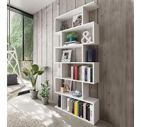 Bricozone Libreria in Legno Design Moderno Scaffale Scaffalatura Mensola Bianca Mobile per Libri con Ripiani per Soggiorno Salotto Studio Ufficio 192 x 80 x 25 cm Colore Bianco