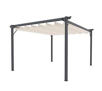 BRICOZONE Pergola Gazebo Giardino Telo Retrattile Pergolato Impermeabile Richiudibile Struttura In Acciaio Terrazzo Balcone Veranda Patio Piscina Esterno Design Moderno Elegante Beige (3 x 4 M)