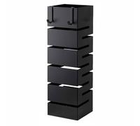 Bricozone Portaombrelli In Metallo Moderno Da Interno Ed Esterno Con Vaschetta Scolapioggia E Ganci Removibili Design Elegante Per Ingresso Casa E Ufficio (Nero)