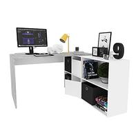 Bricozone Scrivania Con Libreria Integrata 8 Scomparti Design Moderno Bianco E Cemento Ideale Per Ufficio Studio Cameretta Melaminico Alta Qualità 150x72x90 Cm Facile Da Montare