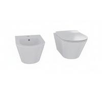 BRICOZONE Set Sanitari Sospesi In Ceramica Bianca Lucida Design Moderno Con Wc E Bidet A Parete Sedile Soft Close Slim Con Sgancio Rapido Ideale Per Bagni Contemporanei Compatti E Facili Da Pulire