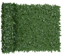 Bricozone Siepe Finta Artificiale Rotolo Rete Frangivento Ornamentale Con Foglia Edera Lauro Osmantus Sintetica Anticaduta Per Ringhiera Terrazzo Balcone Giardino (1 x 12 metri)