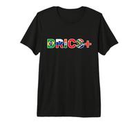 BRICS+ Bandiere di Brasile, Russia, India, Cina e Sudafrica Maglietta Premium