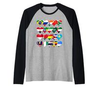 BRICS+ Hearts - Bandiere delle Nazioni Membri Maglia con Maniche Raglan