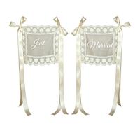 Bride And Groom Chair Decor 2 Pieces Romantic Vintage Bowtie Ribbon