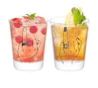 Bride and Groom Glasses - High-Clarity Glass Whiskey Glasses | Humorous Ring Design, Approx. 5x5x6cm, Set of 2, Perfect for Family Gatherings, Christmas, Weddings, Showers