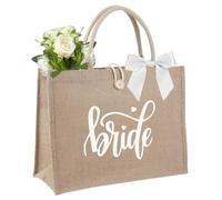 Bride Borsa Per La Spesa, Borsa Da Trasporto Sposa In Iuta Con Scritta Bride, Borsa Per La Spesa Portatile Borsa Juta, In Iuta Regali Per Donna, Mamma, Amica, Compleanni, Natale(Juta,gialla200g)
