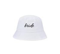 Bride - Cappello alla pescatora in cotone bianco con ricamo nero, accessorio per addio al nubilato, taglia unica