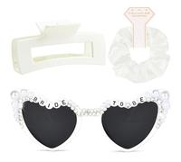 Bride Occhiali a Forma di Cuore, Accessori per Capelli Matrimonio, Occhiali da Sole a Cuore, Set regalo per damigelle d'onore, per Addio al Nubilato, Feste di Matrimonio, Festa di Carnevale (A)
