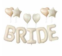 BRIDE Palloncino da 16 pollici, color crema, bianco crema, con lettere, in pellicola, con cuore, stella, per addio al nubilato, decorazione di nozze