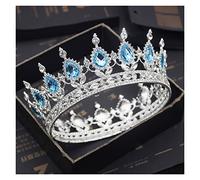 Bride Royal Purple Crystal Queen King Tiaras e corone da sposa, ornamento per capelli da sposa, accessori per capelli da ragazza (colore: argento azzurro)