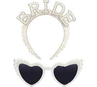 Bride to Be, cerchietto per capelli con perline e occhiali da sole per feste di nozze e addio al celibato, 6,3 x 8,3 pollici
