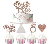 Bride To Be Cupcake Topper,24 PCS Oro Rosa Cake Topper Glitter Fidanzamento Modelli di Decorazioni per Cupcake per Bridal Shower Forniture Decorazioni Addio al Nubilato