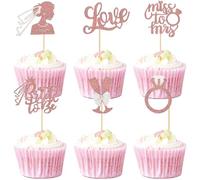 Bride to be Cupcake Toppers, glitter Bride to Be Cake Topper, 24 pezzi, con anello a forma di cuore, per Addio al Nubilato, Fidanzamento di Nozze, Decorazioni per Dolci