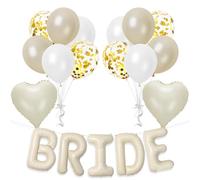 Bride to Be Palloncini decorativi per spose, colore bianco crema con lettere con cuore, palloncini in pellicola, decorazione per feste di addio al nubilato