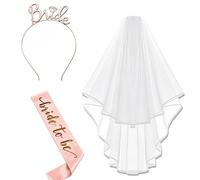 Bride to Be - Set di accessori da donna per addio al nubilato, decorazione per addio al nubilato con fascia da sposa, velo e fascia da sposa, regalo per addio al nubilato