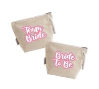 "Bride to be & team bride" Coppia Pochette Donna In Cotone Riciclato Personalizzate Idea Regalo Sposa Damigelle Amiche Damine Matrimonio Nozze Addio al Nubilato Trousse Porta Trucchi Oggetti Astuccio