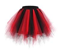 Bridesmay Donna Breve Partito Tutu Vintage Ballerina Gonna Cosplay Sottogonne Black-Red S