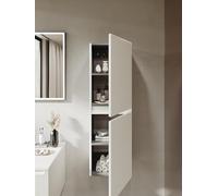 BRIDGE BENO Mobile Alto Da Bagno Con Ripiani Regolabili, Chiusura Ammortizzata E Frontale Scanalato - 35x110x25 cm - Montabile a Sinistra/destra - Bianco Opaco