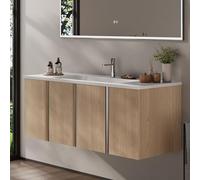 BRIDGE BENO Set Di Mobili Da Bagno Con Lavabo E Mobiletto Sottolavabo | Mobiletto Da 120 Cm, 4 Ante Con Chiusura Ammortizzata | Set Completo Per Il Bagno, Golden Sand