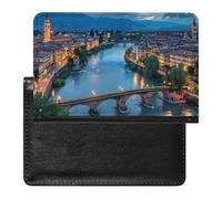 Bridge Ponte Degli Alpini at River Brenta - Custodia per passaporto con slot per carte di credito, custodia per passaporto da viaggio, Stile:, Taglia unica