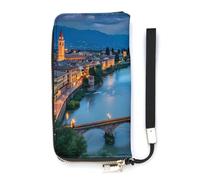 Bridge Ponte Degli Alpini at River Brenta Portafoglio Sottile da Donna Borsa Lunga Carino Pochette Da Polso Borsetta Porta Carte, Stile:, 20x10.5cm