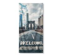 Bridge Welcome Door Cover Banners, Urban Cityscape Sfondo decorativo, decorazione per interni ed esterni tutto l'anno 91,8 x 182,9 cm