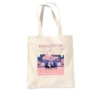 Bridgerton Modern Minimal House Borsa Tote Riutilizzabile per Spesa e Viaggi, Naturale
