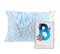 Bridgerton x Kitsch Federa in raso con chiusura a cerniera, più morbida della pura seta, per letto Queen, 48,3 x 66 cm, federe rinfrescanti per capelli, dimensioni standard, Toile de Blue, 1 pezzo