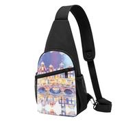 Bridges in The City - Marsupio in poliestere leggero e resistente con cinghie regolabili, ideale per sport all'aria aperta, viaggi e uso quotidiano, Nero , Taglia unica