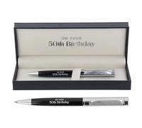 Bridgewater Pen Company Birthday Collection Executive - Penna a sfera per 18°, 21°, 50°, 60°, 70°, 80° compleanno, in confezione regalo (50° compleanno)