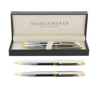 Bridgewater Pen Company Set regalo Executive con penna a sfera e matita meccanica, in scatola, con custodia (Chester, finiture dorate)