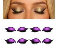 Bridle Bronze Eyelashes, 4/8 Pair Lazy Eye Shadow Eyelash Patch, 3-in-1 Reusable Eyeshadow with False Lashes Shadow & Eyeliner, Self-Adhesive Lazy Makeups Tool for All Eyeshapes(Purple*4)