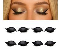 Bridle Bronze Eyelashes, 4/8 Pair Lazy Eye Shadow Eyelash Patch, 3-in-1 Reusable Eyeshadow with False Lashes Shadow & Eyeliner, Self-Adhesive Lazy Makeups Tool for All Eyeshapes(Black*4)