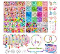 Bridokit Kit per la creazione di braccialetti con perline per ragazze, 4 tipi di perline per collane, gioielli, ciondoli per telefono, con perline di vetro, 2 scatole fai da te, kit per la creazione