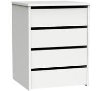 briebe Cassettiera armadio interno, comodino, comoda camera da letto, sinfonier 4 cassetti, 63,5 x 46 x 45 cm (altezza x larghezza x profondità) scrivania ufficio (bianco lucido)
