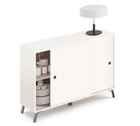 briebe Credenza soggiorno, mobile da pranzo ausiliario, buffet, 2 ante scorrevoli 87 x 120 x 40 cm (altezza x larghezza x profondità), corridoio, design moderno, LYS bianco