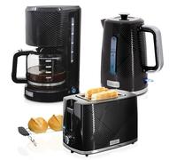 briebe Elegance - Set tostapane per pane a fessura larga 2 fette + bollitore elettrico 1,7 l senza fili 2200 W senza BPA + caffettiera gocciolante filtro 10 tazze 1,25 l, confezione colazione design
