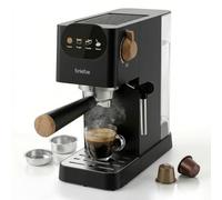 briebe Nordic Macchina Caffè Espresso 20 Bar, Compatibile con Capsule Nespresso e Caffè Macinato Semiautomatica Professionale 1350W, Montalatte, Display Touch, 1,2L, Design Scandinavo, Nero
