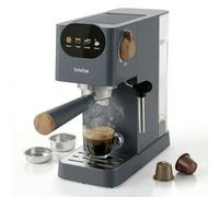 briebe Nordic Macchina Caffè Espresso 20 Bar, Compatibile con Capsule Nespresso e Caffè Macinato Semiautomatica Professionale 1350W, Montalatte, Display Touch, 1,2L, Design Scandinavo, Grigio